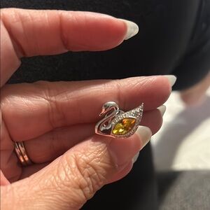 Silver Swarovski Swan Brooch